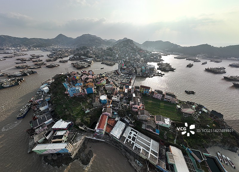 浙江省台州市温岭市石塘镇小箬村白天白昼航拍图片素材