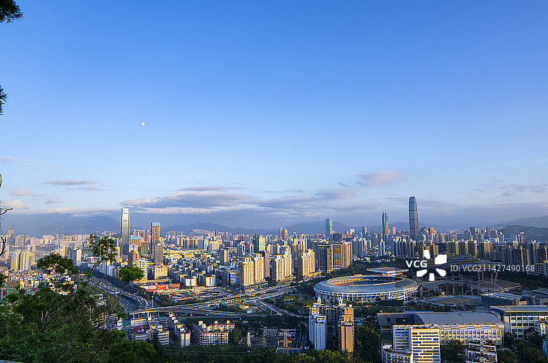 深圳笔架山顶俯瞰罗湖区摩天大楼建筑群图片素材