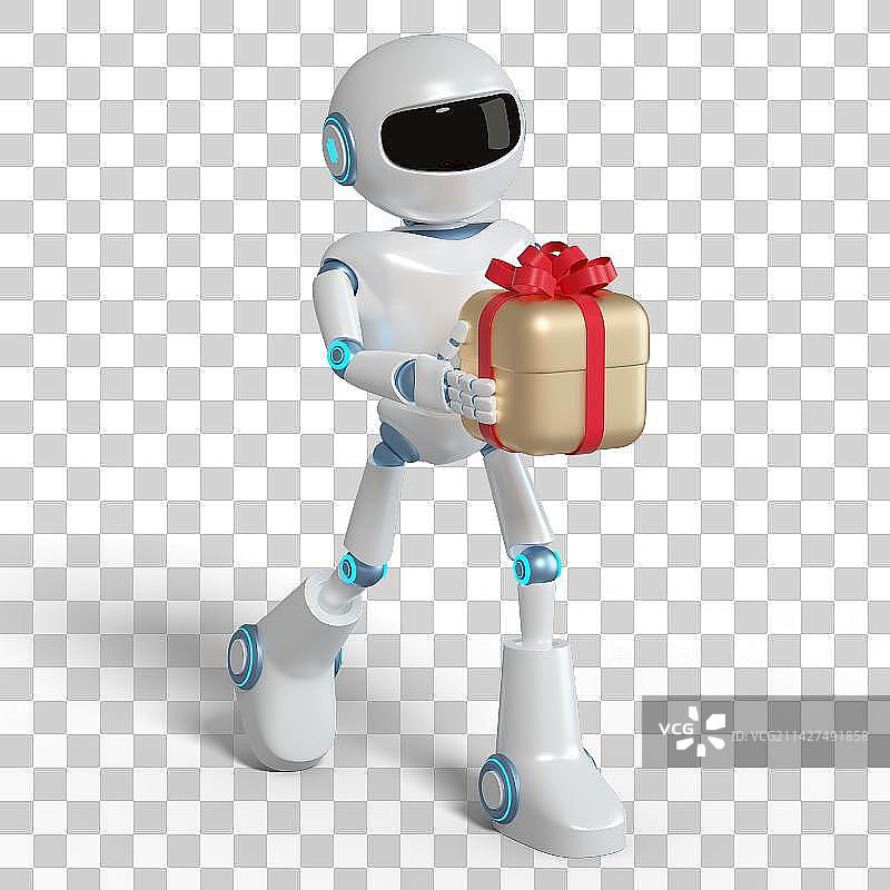 3D渲染的卡通机器人造型图片素材