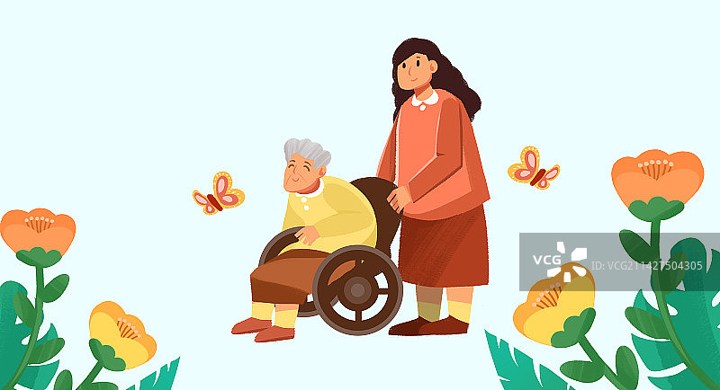 卡通手绘老人家插画图片素材