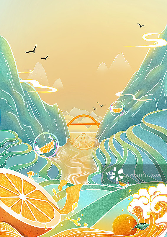 橙子山水图片素材