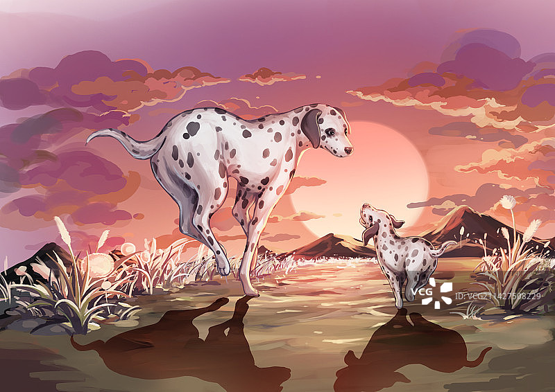 大狗与小狗图片素材