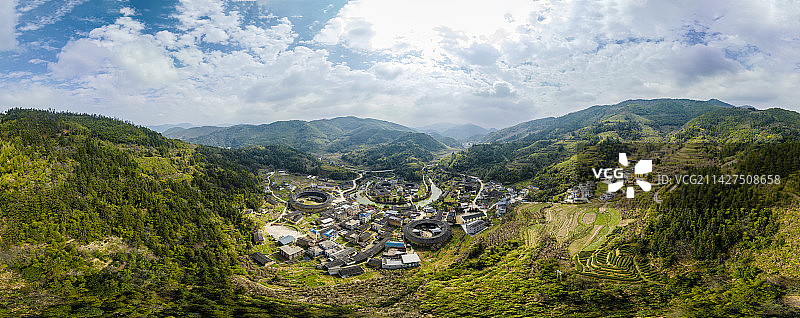 航拍福建南靖土楼群图片素材