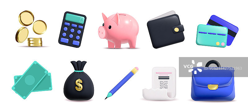 3D金融图标合集图片素材