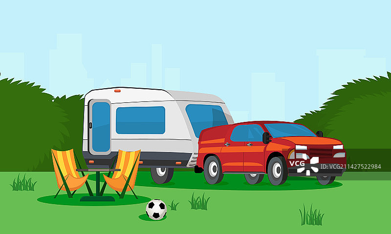 露营度假扁平组合图片素材