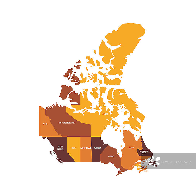 加拿大行政区划政治地图图片素材