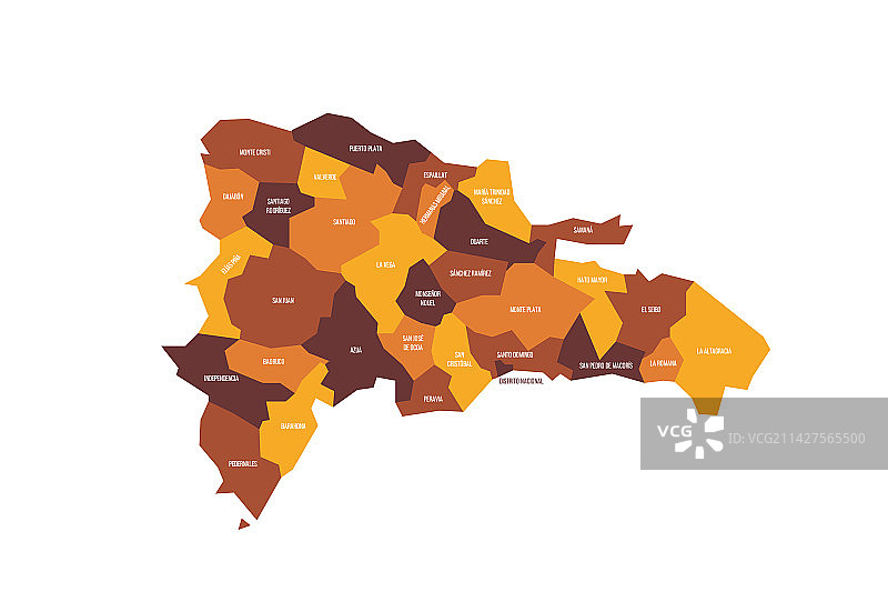 多米尼加共和国行政区划政治地图图片素材
