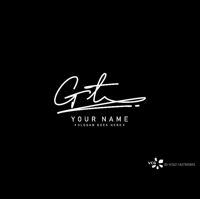 GT首字母手写签名标志图片素材
