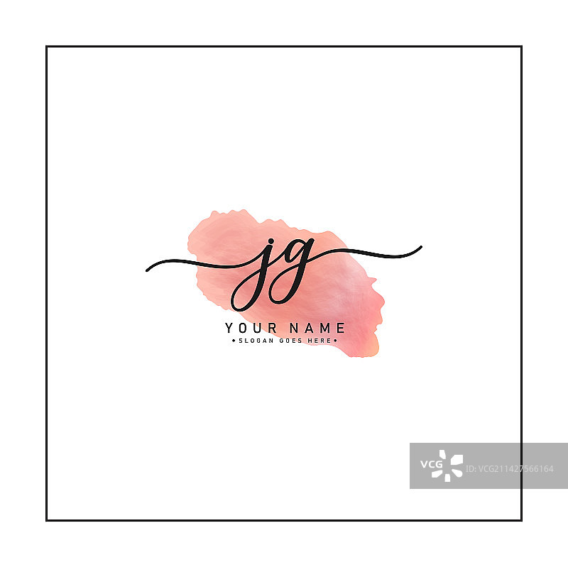 带有水彩的手写签名JG标志图片素材
