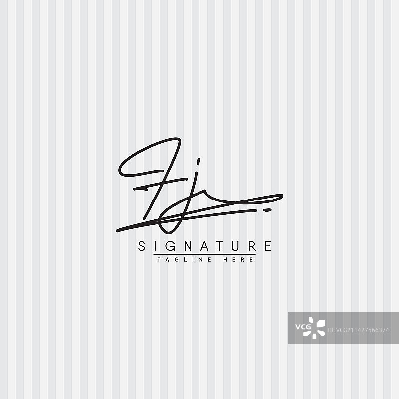字母FJ的简单签名Logo图片素材