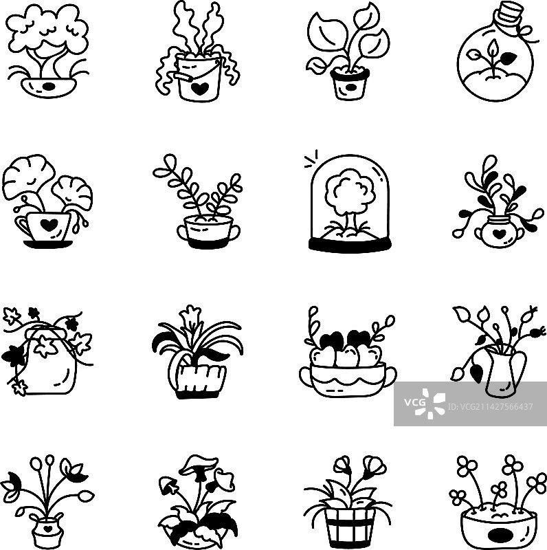 手绘盆栽图标素材图片素材