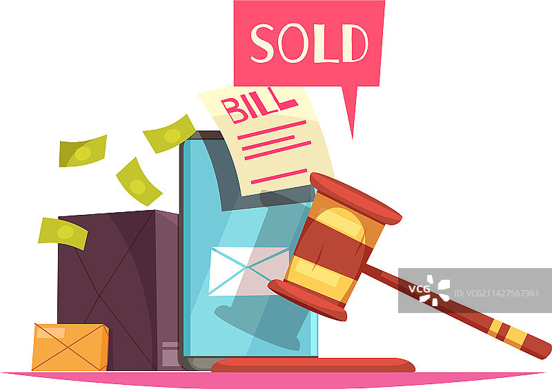 拍卖槌售出组合图片素材