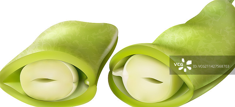 切开的豌豆荚组合图片素材