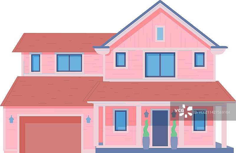 带车库的郊区别墅正面图片素材