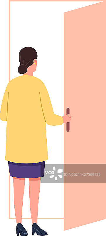 女人打开门，有人进入房间图片素材