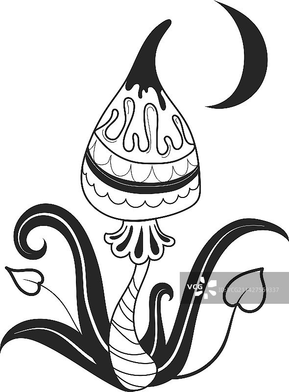 哥特风蘑菇神秘奇幻夜景绘画图片素材