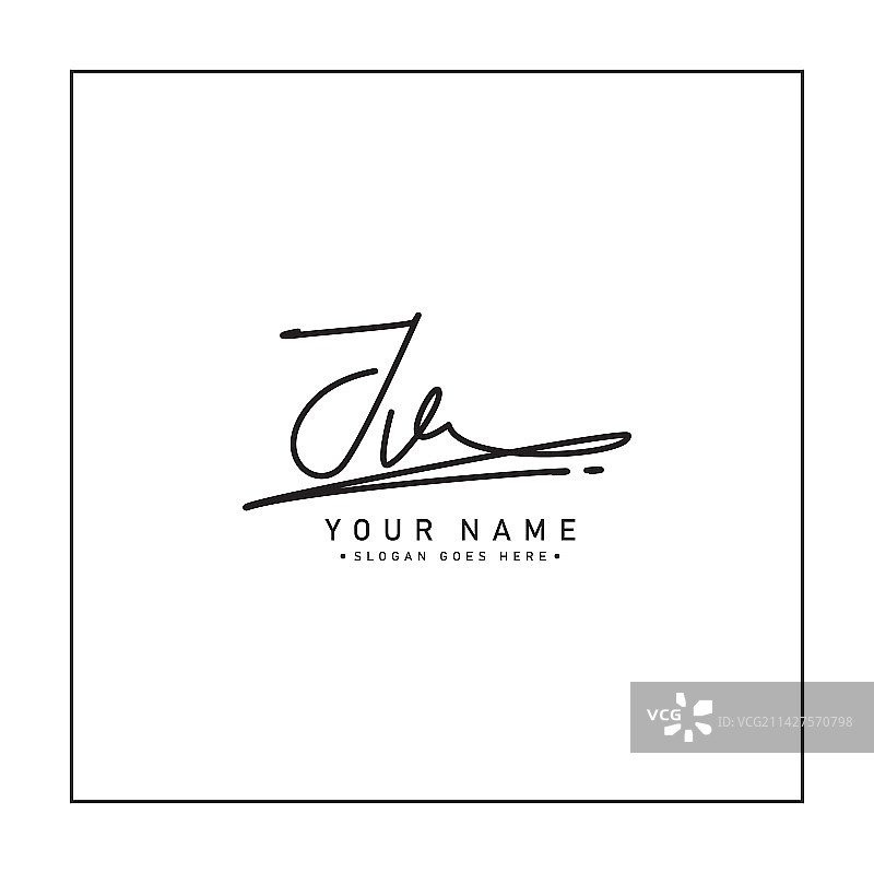 字母JV的签名标志设计图片素材