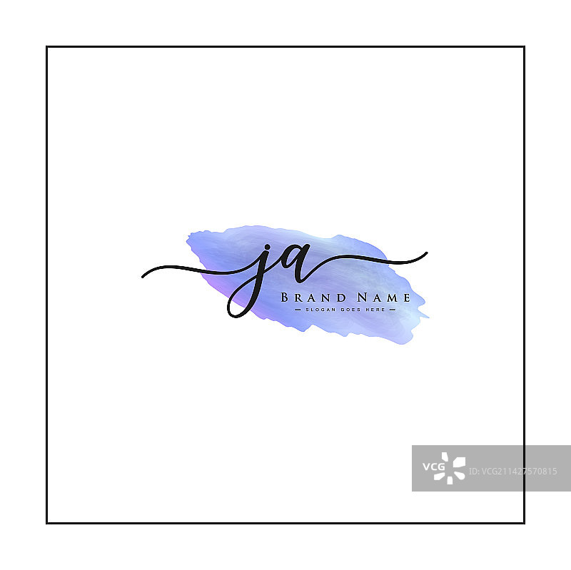 JA简约签名水彩标志图片素材