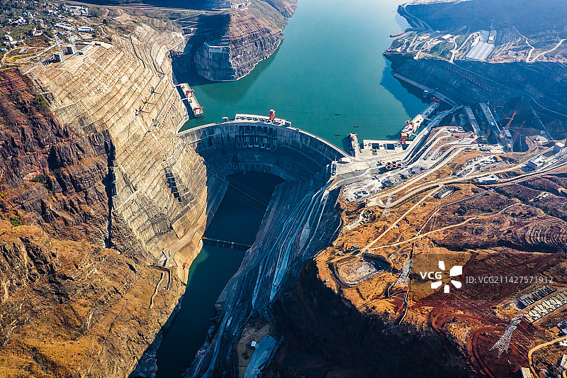 航拍白鹤滩水电站风光图片素材