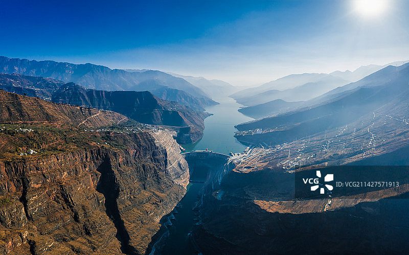 航拍白鹤滩水电站风光图片素材