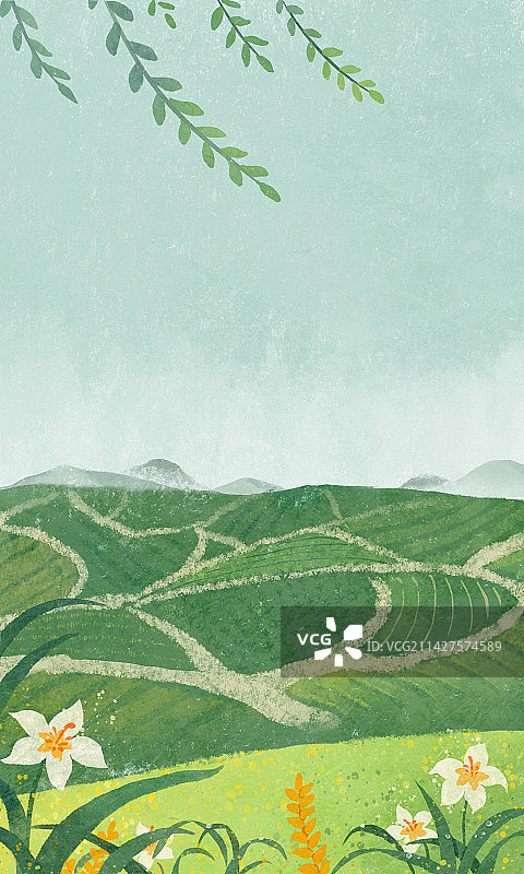 春天节气插画清明时节雨纷纷图片素材