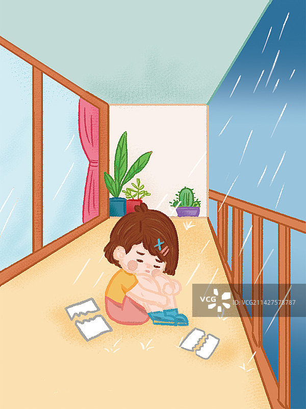 漫画-伤心哭泣图片素材