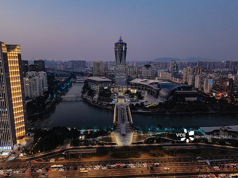 杭州 武林广场夜景  环城北路 西湖文化广场 浙江展览馆 文化会堂 杭州大厦图片素材