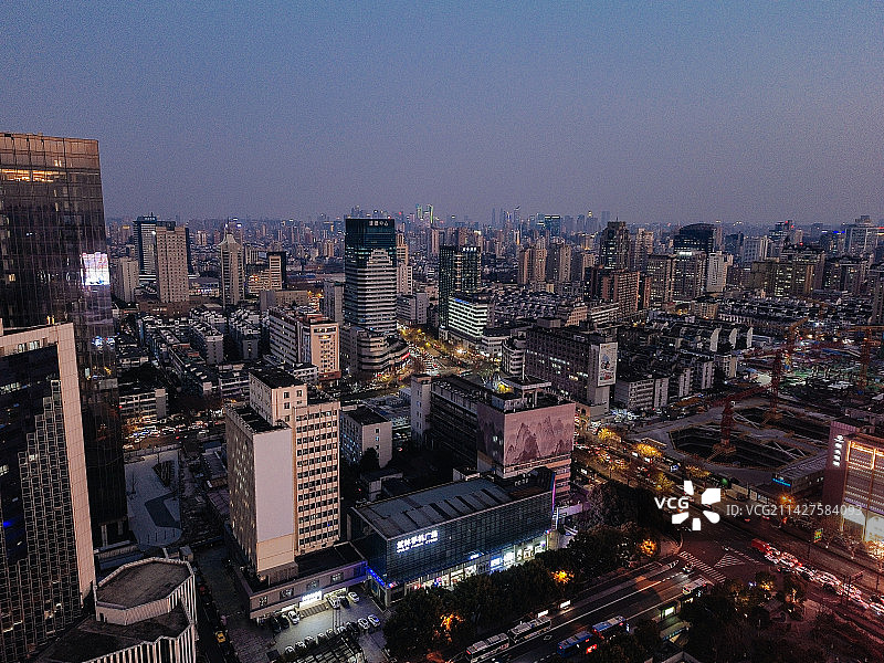 杭州 武林广场夜景  环城北路 西湖文化广场 浙江展览馆 文化会堂 杭州大厦图片素材