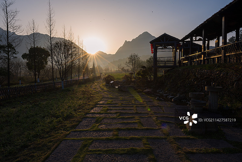 大觉山农耕文化园的晨光图片素材