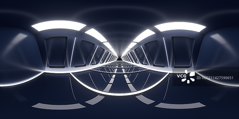 科技感霓虹隧道全景图3D渲染图片素材