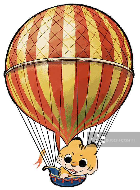 小老虎与热气球图片素材