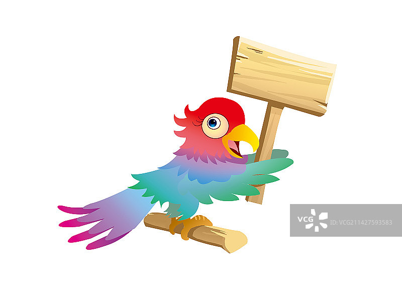 鹦鹉举木牌图片素材