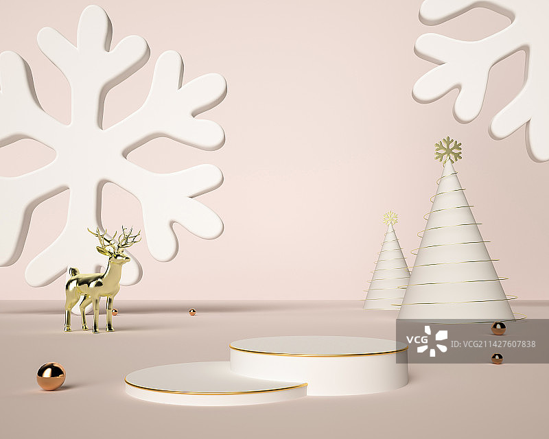 3D渲染的圣诞节电商展台图片素材