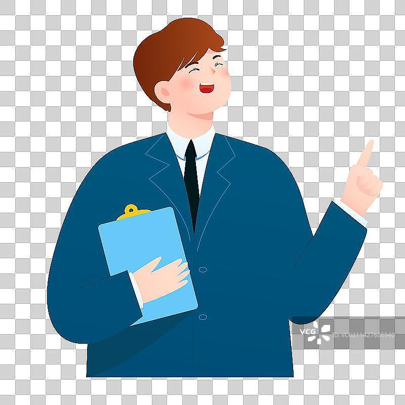 做手势讲解的商务男士矢量人物插画元素图片素材