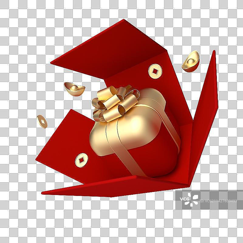 3D渲染打开的礼盒图片素材