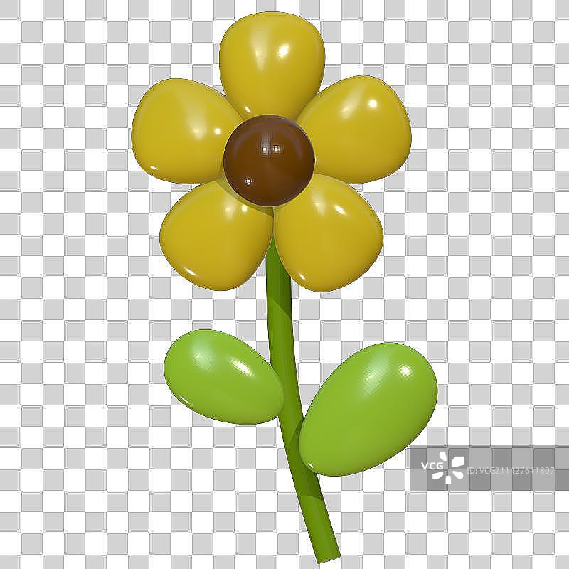 3D渲染立体小黄花图片素材