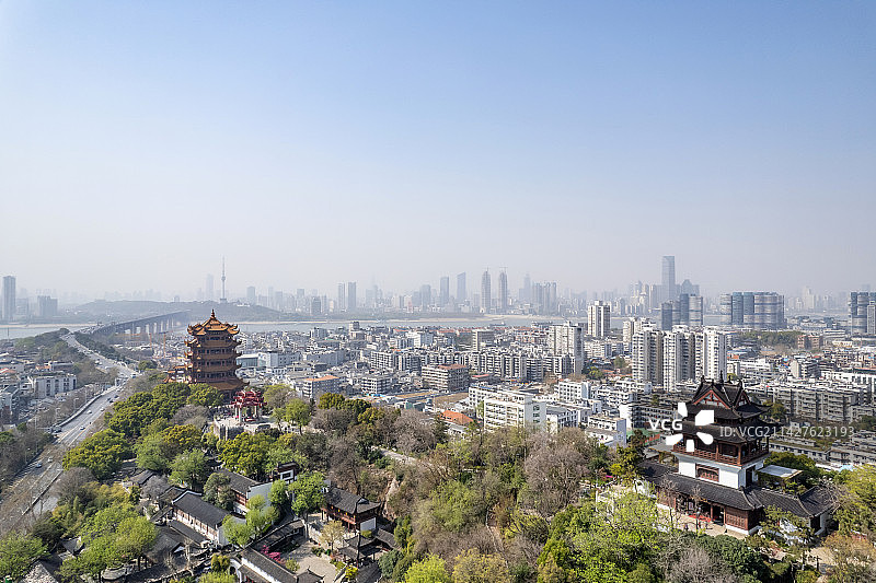 中国武汉市黄鹤楼航拍风光图片素材