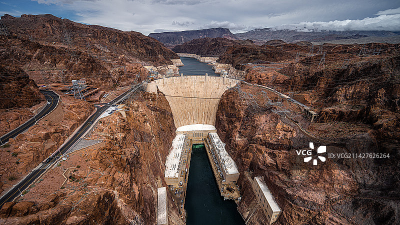美国胡佛大坝俯视图图片素材