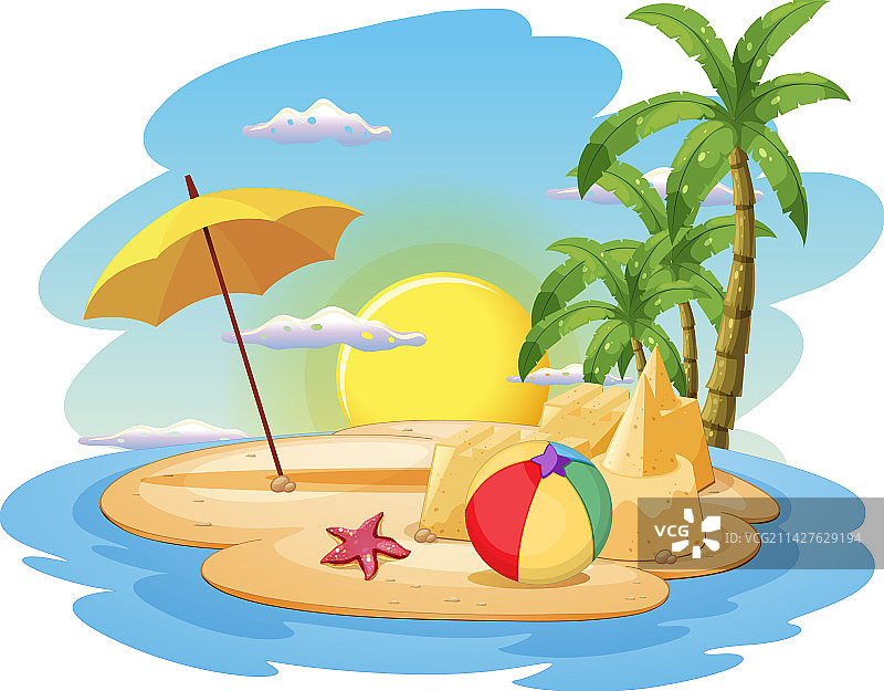 夏季海滩场景模板图片素材