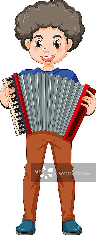 男孩演奏手风琴图片素材