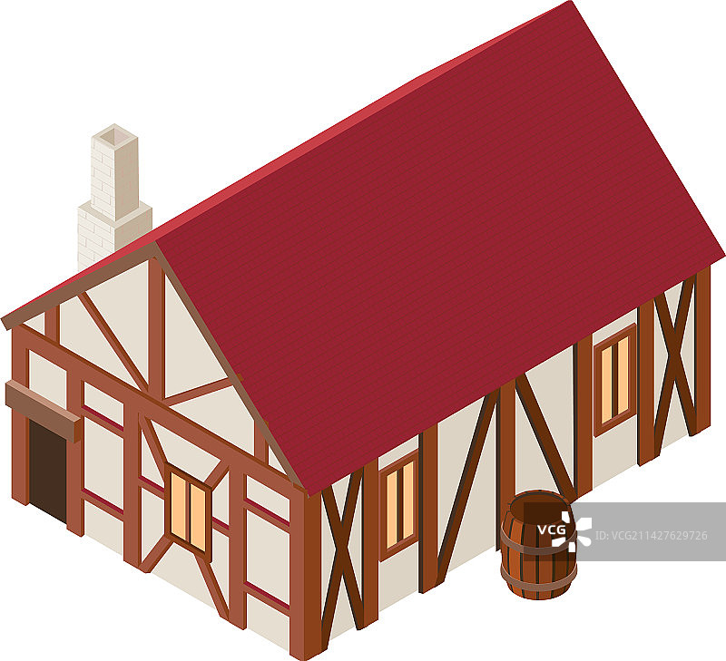 2.5D中世纪房屋组合图片素材