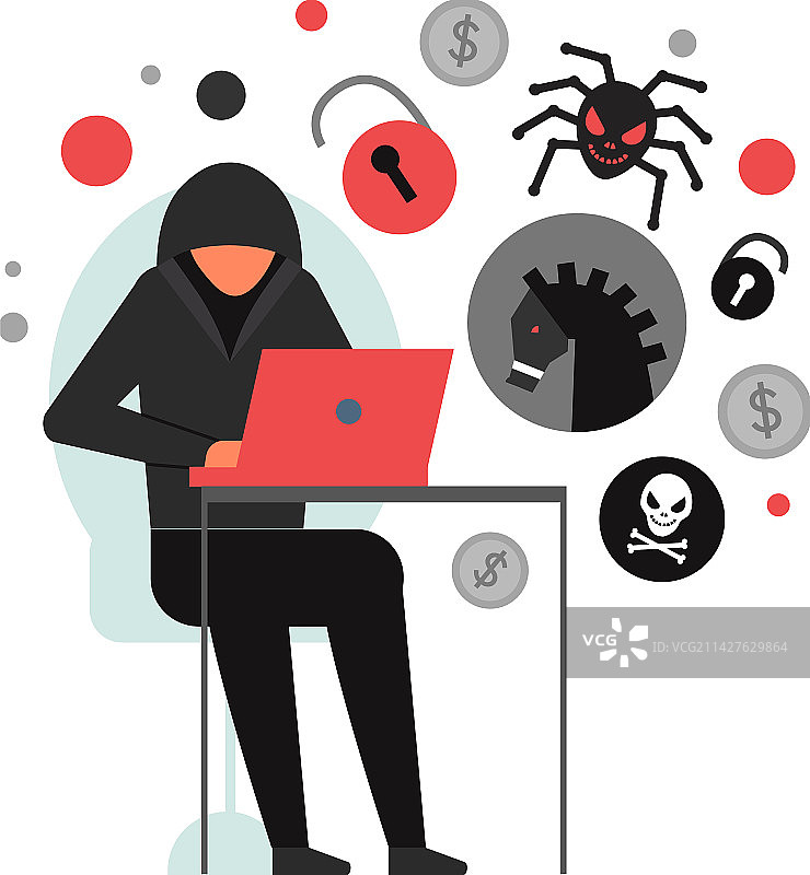 黑客工作象形图合成图片素材