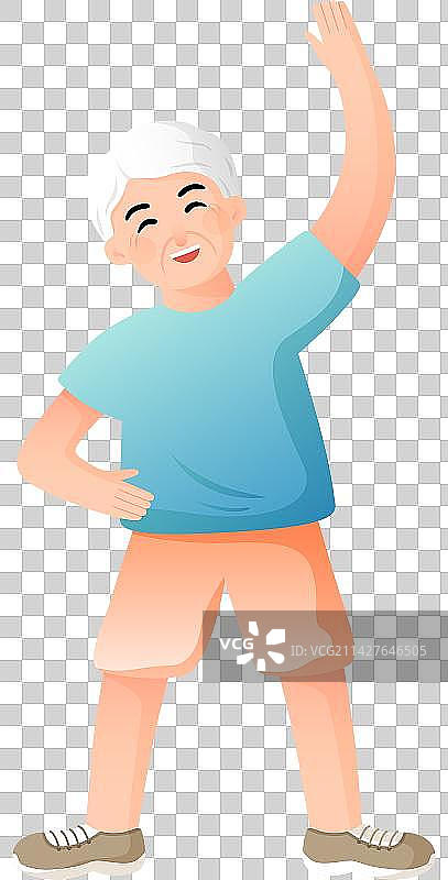 运动的老年人手绘插画图片素材