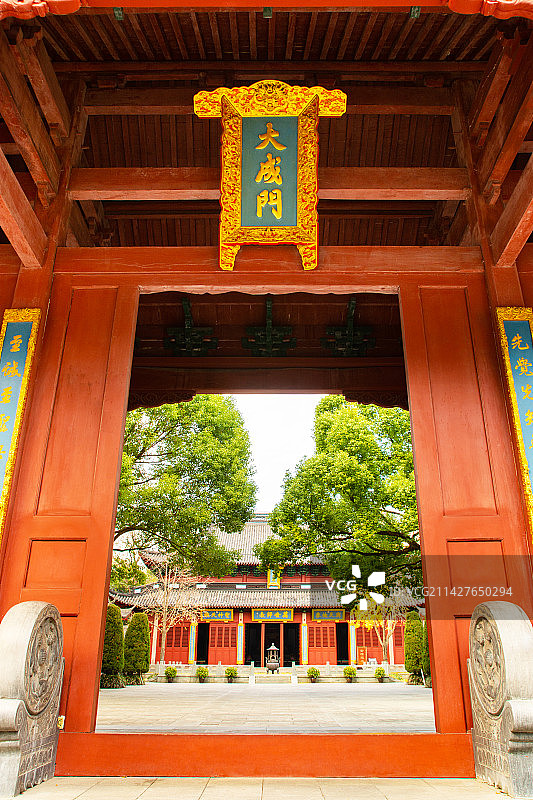 杭州孔庙 大成门 杭州历史文化景点 传统中式园林建筑 古建筑大门图片素材