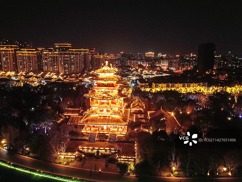 丽水市 应星楼 夜景 处州府城    莲都江滨公园 南明湖 滨水广场图片素材