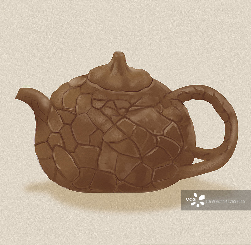 中国传统茶文化壶文化陶泥紫砂壶供春壶宜春壶插画图片素材