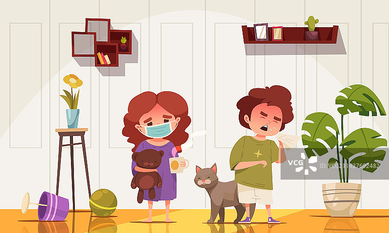 卡通流感概念图片素材