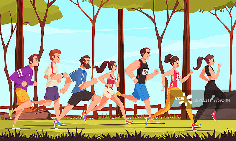 城市赛跑者卡通图片素材