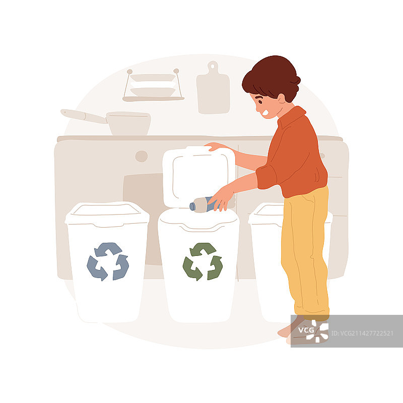 家庭垃圾分类卡通图片素材