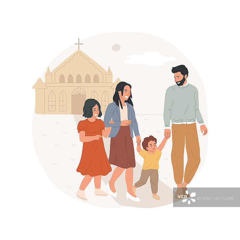 参加教堂活动的卡通人物图片素材